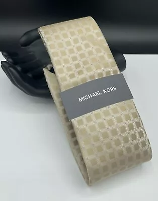 MICHAEL KORS Men's Silk Blend Tie ~ Beige ~ Geometric ~ NEW MSRP: $69.50 • $21.99