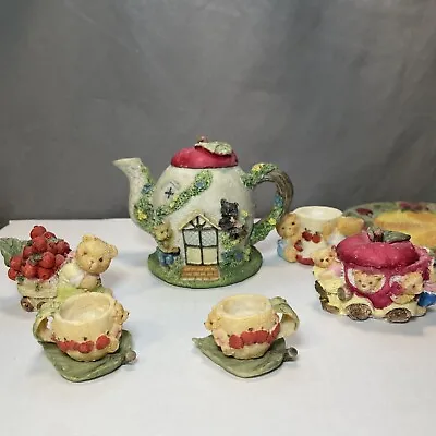 Decorative Tea Pot Miniature Set Apples Teddy Bears & Cats Tiny Cups Creamer Etc • $8.70