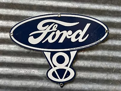 Ford V-8 Vintage Porcelain Gas And Oil  Pump  Sign • $9.99