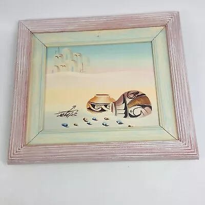 Framed Signed Myung Mario Jung Native American Oil Painting Southwest Pottery • $22.99