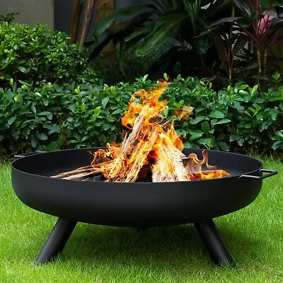 24  Round Fire Pit Folding Patio Garden Bowl Outdoor Camping Heater Log Burner • £22.99