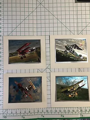 Four Vintage Dufex Prints Of Airplane Combat WWI Foil Art Print • $50