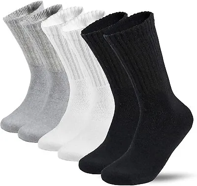 Lot 3-12 Pairs Mens Solid Sports Athletic Work Plain Crew Socks Size 9-11 10-13 • $6.99