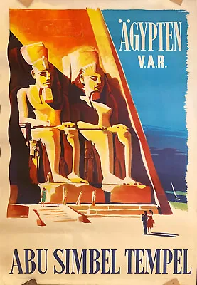 Egypt Vintage Travel Poster Art Deco Original 1950 Abu Simbel Temple Germany • $500