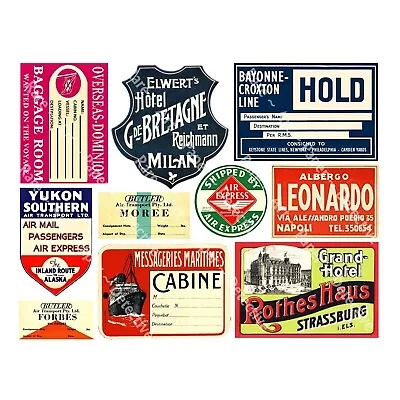 Travel Label Stickers Luggage Labels & Baggage Tags Reproduction Sticker Sheet • $8.46