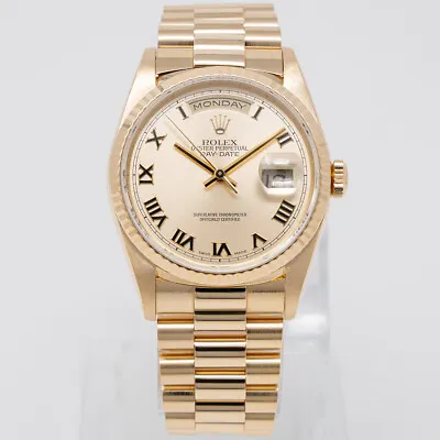 Rolex Day-Date 36 18238 Yellow Gold Wristwatch - Champagne Roman President -... • $18915.49