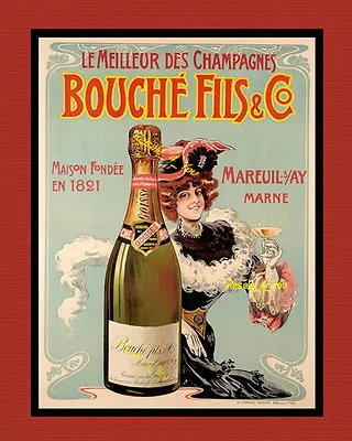 5x7 BOUCHE FILS CHAMPAGNE Vintage French Alcohol Advertisement Art Print • $7.99