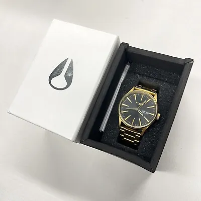 Nixon The Sentry Watch 100M Stainless Steel Japan Movement Gold Mens With Box • $114