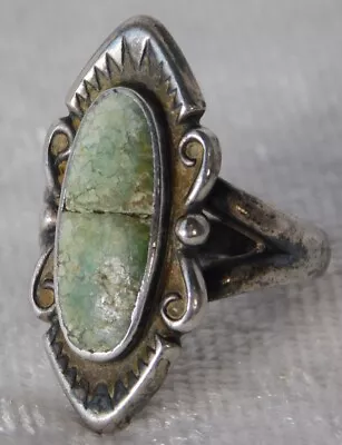 Vintage Navajo Pawn Turquoise Sterling Silver Ring Sz 5.5 • $29.99