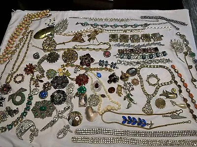 Vintage HIGH END Broken Jewelry Lot Repair Parts Harvest Glass RS Enamel  • $45