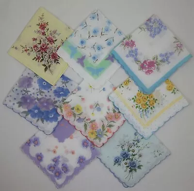 8 Mixed Women Flower Handkerchiefs 100% Cotton Hankie Vintage Style Floral • $11.99