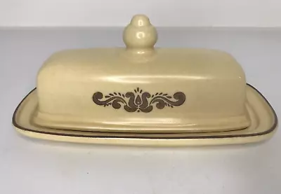 Vintage Pfaltzgraff Village Pattern Brown Covered Butter Dish With Lid 6-28 • $12.99