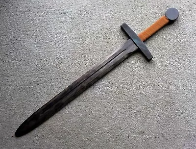 Black Knight Wooden Sword With Faux Leather Bound Handle. LARP/Theatre/Toy • £9.99