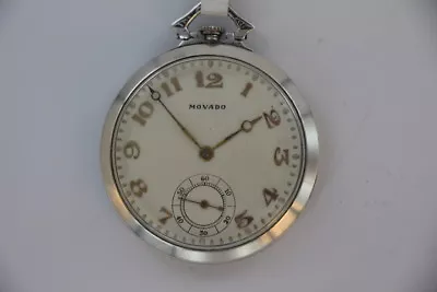 BEAUTUFUL MOVADO NIELO/SILVER VINTAGE POCKET WATCH 44mm • $999