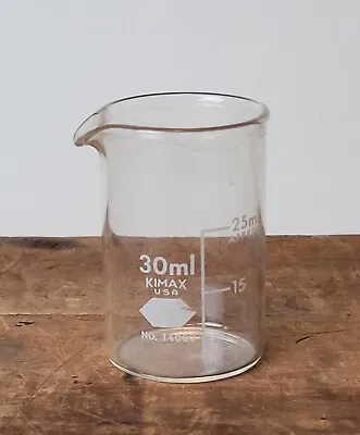 Vintage Kimax 30mL Borosilicate Glass Griffin Beaker W/ Pour Spout #14000  • $6.64