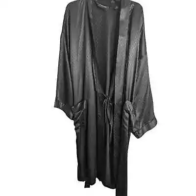 Vintage Murano 100% Silk Long Robe Men's One Size Black Luxurious 47  • $59.99