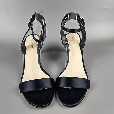 Nine West Size 9.5 Black Satin Strappy Heels • $29.90