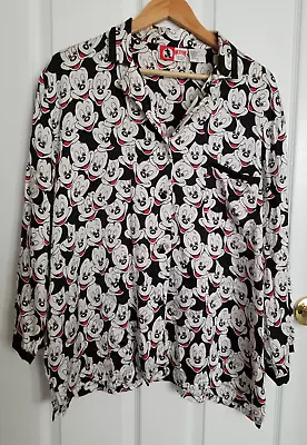 Vintage Disney Mickey Mouse Silk Pajama Top. SzL. • $58.88