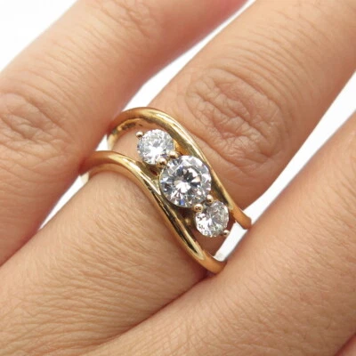$44.95 • Buy 925 Sterling Silver Gold Plated Jose Hess Round-Cut C Z Ring Size 7