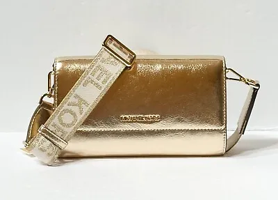 Michael Kors Jet Set Item Large Zip Around Wallet Crossbody Bag Pale Gold • $84.80