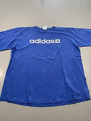 Vintage Blue Adidas 90s T-shirt Tee Size XL Soccer • $12