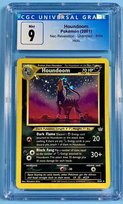$214.99 • Buy Pokémon Houndoom Holo 8/64 Neo Revelation Unlimited - CGC 9 MINT - PERFECT SWIRL