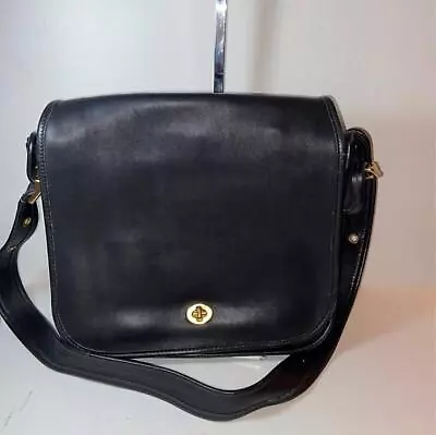 Coach Vintage Stewardess Bag Black Cowhide Leather 9525 • $223.99