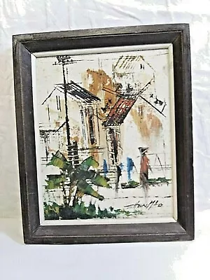 Vintage Original CHEN MAO Oil/Horse Hair Small Painting Signed & Framed MCM  • $49.92