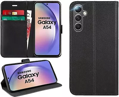 Galaxy A54 Phone Case Samsung A54 5G Leather Wallet Flip Cover Card Holder Stand • £3.99