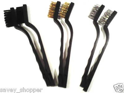  Mini Wire Brushes 6 Pc. Stainless Steel Brass Nylon Cleaning Detail Brushes • $6.99