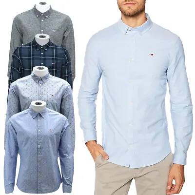 TOMMY JEANS Mens Button Down Shirts Long Sleeve Casual Oxford Formal Top S-2XL • £34.99