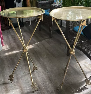 RARE RARE Mid Century Modern MAISON JANSEN  Pair ARROW TABLES • $1695