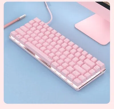 AJAZZ AK33 Cute Pink Mechanical Keyboard Red Switches White LED Backlit PC Win • £9.99
