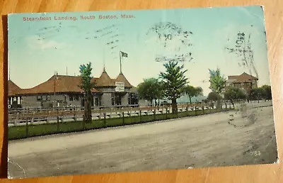 Steamboat Landing South Boston MA Postcard Pmk 1914 • $1