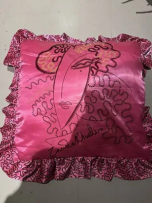 IKEA 50x50 Cushion. Pink Silky Cover With Design On Front. Inner Cushion Incl. • £8