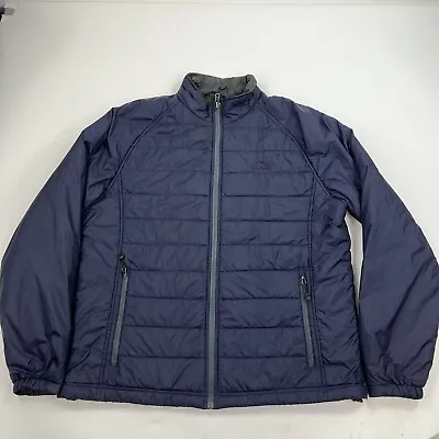 LL Bean Blue Primaloft Puffer Jacket Size Large Full Zip Liner Coat • $29.99