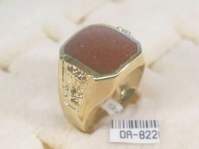** Sz 9 Mens Goldstone Ring Designer  Signed Gemstone  Semi-precious 822gs • $9.95