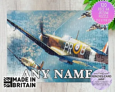 Personalised Spitfire RAF 120 Pcs Kids Adult Puzzle Jigsaw A4 Size - Add Name V1 • £6.75