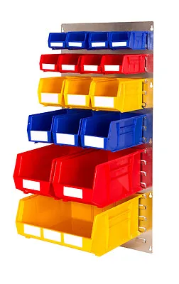 Louvre Panel Bin Kit 22 - Wall Mounted Heavy Duty Plastic Storage Parts Bins Box • £87.99