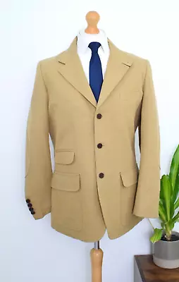 HACKETT Sand Herringbone Cotton Hunting Jacket Size 40R/50R Blazer Medium/Large • £245