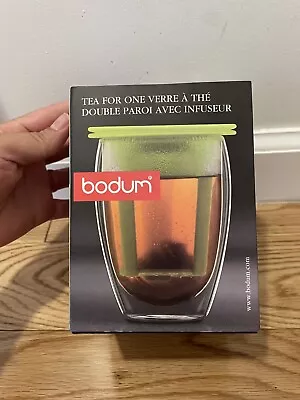 Bodum Tea For One 12oz Double Wall Glass Tea Cup Infuser Glass Mug NEW In Box • $17