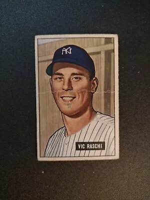 1951 Bowman #25 Vic Raschi New York Yankees  Creased  • $5.99