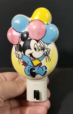 Vintage Disney Baby Mickey Mouse Plastic GE Nightlight Light 1980's Shower Gift • $6