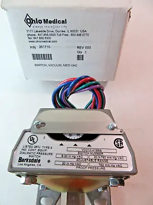 Barksdale VCD1H-H18SS Dialmatic Pressure Switch Vacuum Ohio Medical 261710 • $199.95