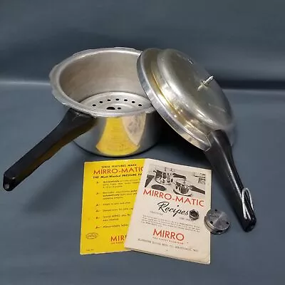 Vintage MIRRO MATIC Aluminum 4 Quart Pressure Cooker 394M USA + Jiggler & Manual • $24