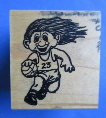 Vintage Troll Basketball  Hampton Art Stamps Rubber Stamp Wood Mtd Rare • $5.95