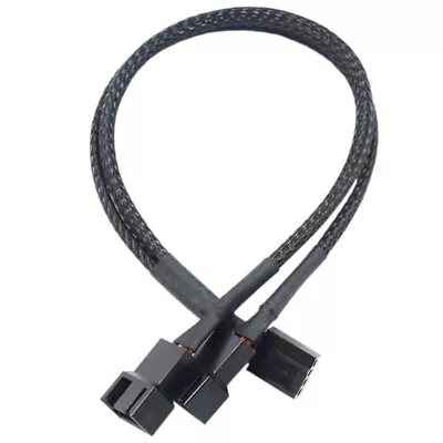 £2.75 • Buy 4 Pin 12V PWM Fan Y Splitter 1-to-2 Black Sleeved Extension Cable Lead 26.5cm