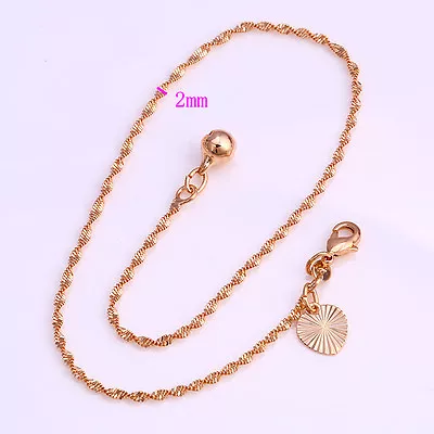 9K 9ct Yellow Gold Plated Water Wave ANKLE CHAIN  Bell ANKLET. 10.2 Gift  UK • £8.99