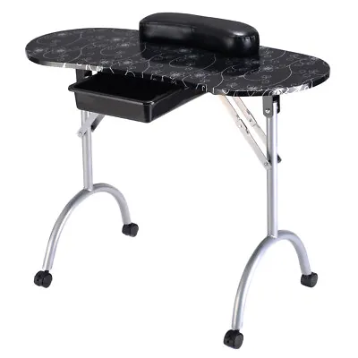 Topbuy Portable Nail Table Folding Manicure Nail Desk W/ Drawer & Wrist Rest • $97.99