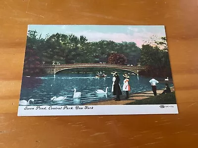 Swan Pond Central Park New York City New York NY Vintage Postcard 1900s UNP • $7